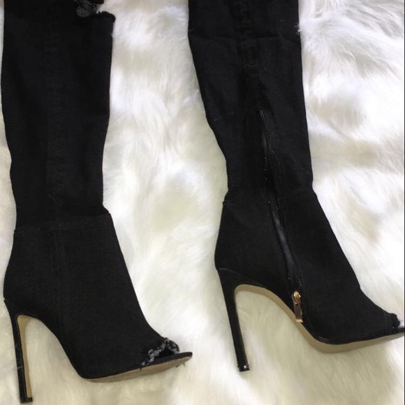 Thigh boots Black - Bottes noires Cuissardes - Picture 4 of 5